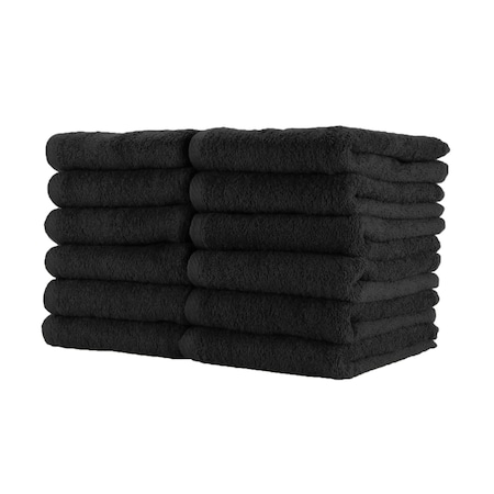 Monarch Cotton Jr. Salon Towel 16x27 Black (12pk) BBJ-1627-2.5BLK